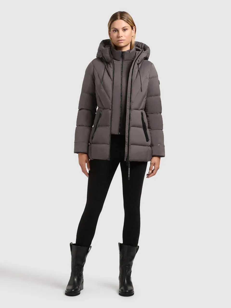 khujo-jacke-rabb-2in1-graphite-grey-slim-fit-steppjacke-damen-mit-herausnehmbare image 1
