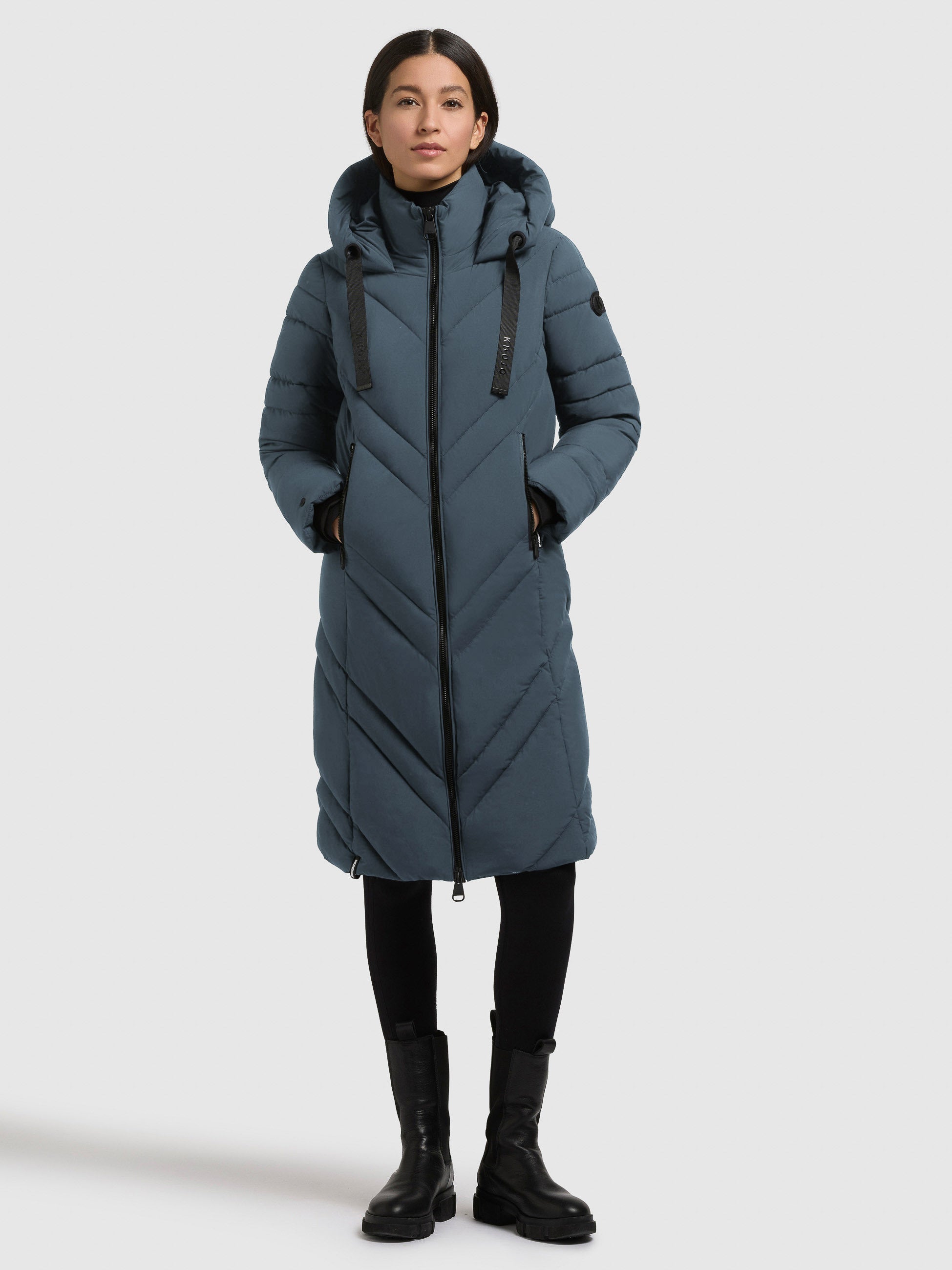 khujo-bibb-mantel-dim-blue-damen-steppmantel-kurz-mit-kapuze image 1