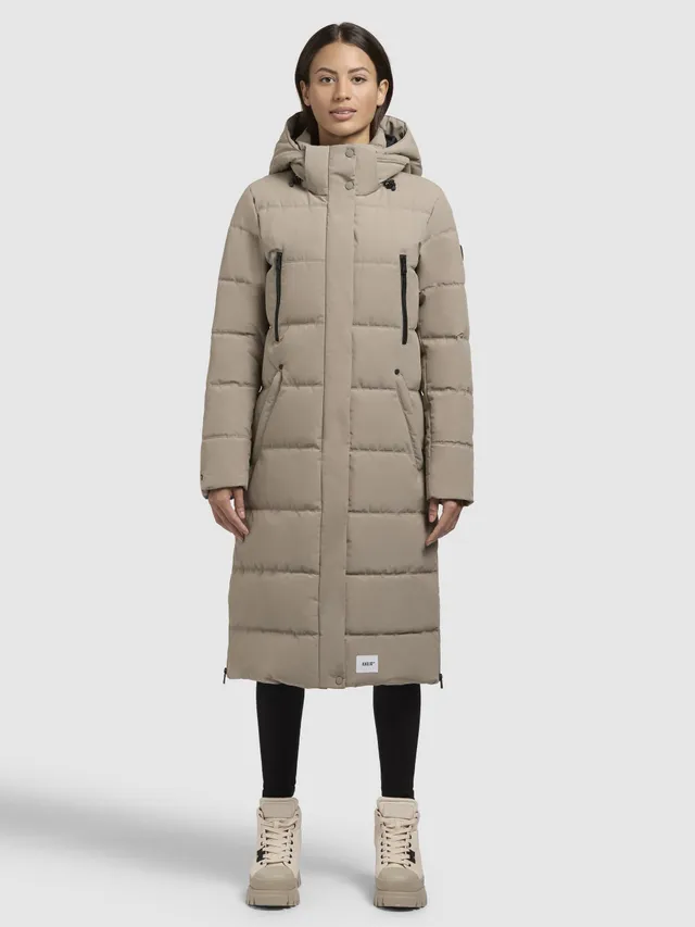 khujo-dani2-coat-gray-beige-langer-damen-winter-steppmantel image 1