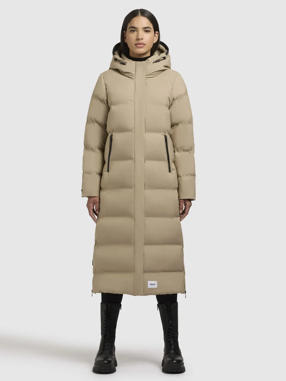 khujo-mayla2-sand-coat-damen-wadenlang-steppmantel image 1