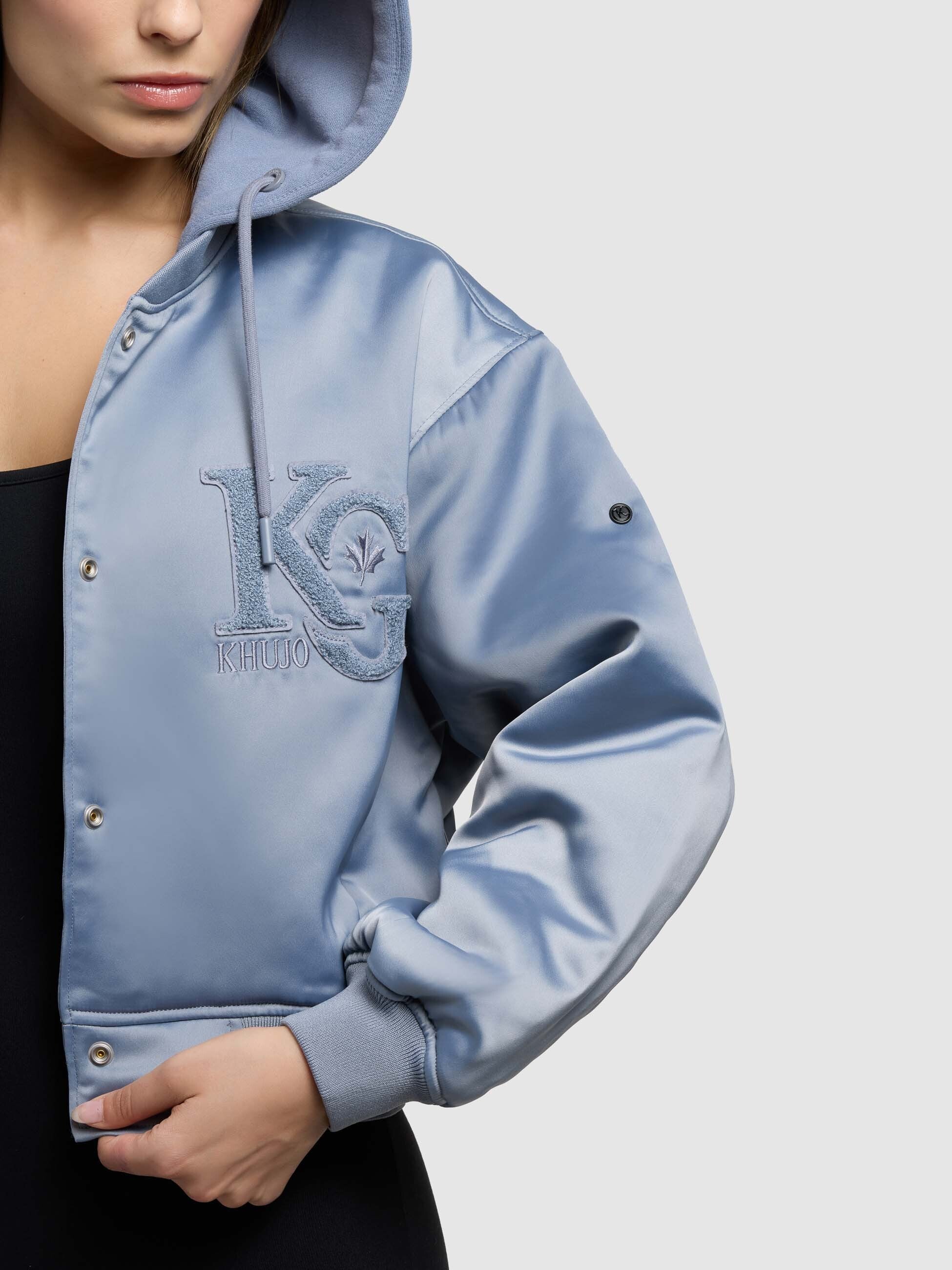 khujo-jacke-chani-damen-bomberjacke-misty-blue-leicht-wattiert-mit-kapuze image 8