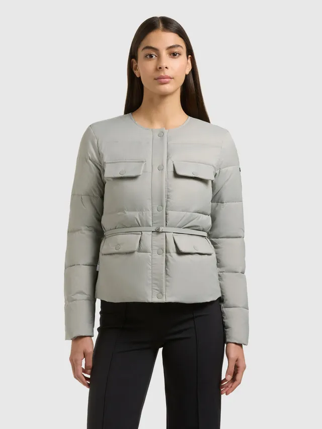khujo-jacke-cinnia-cloud-green-kragenlose-damen-steppjacke-mit-g-rtel image 1