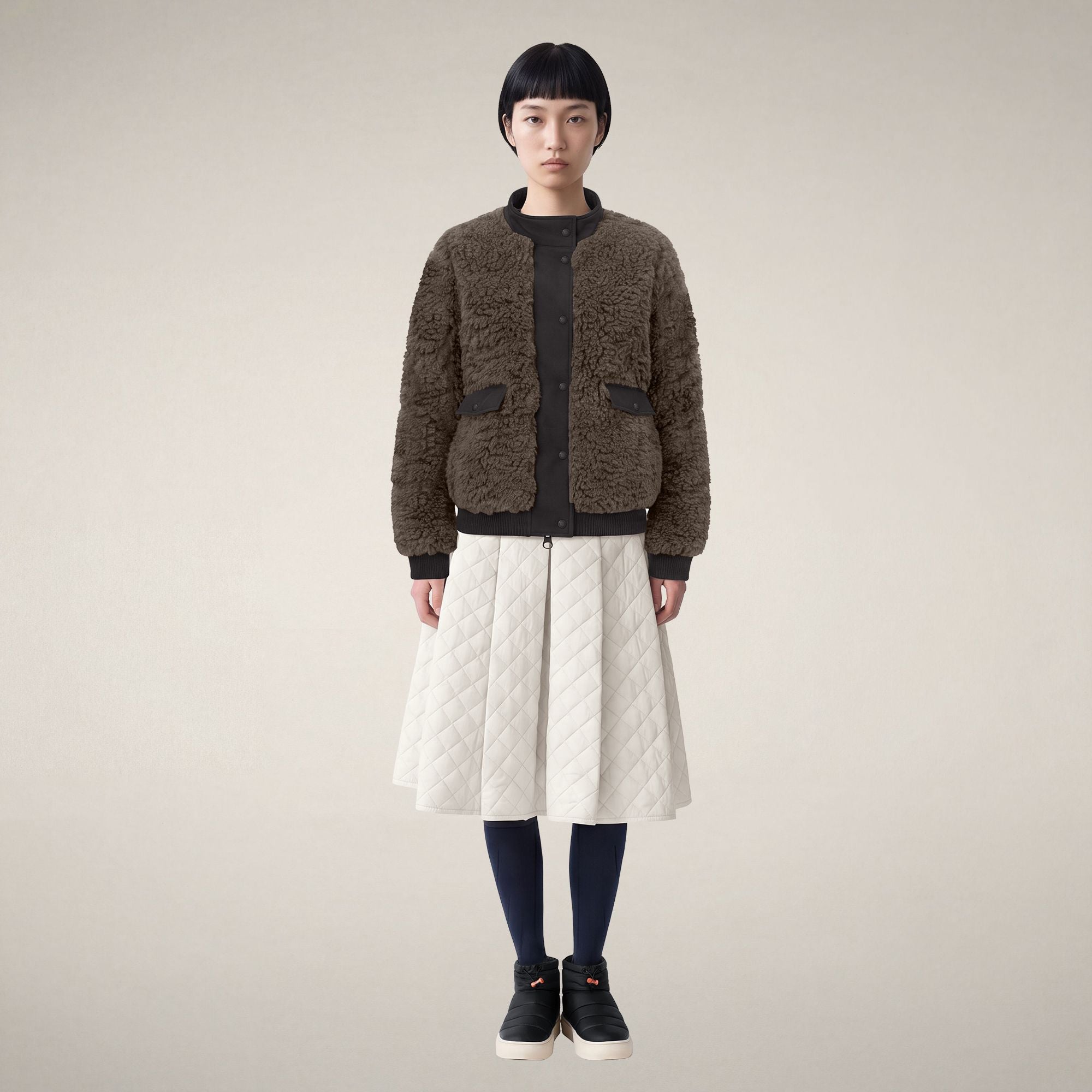 save-the-duck-valery-damen-bomber-aus-fell-marrone-terra image 1