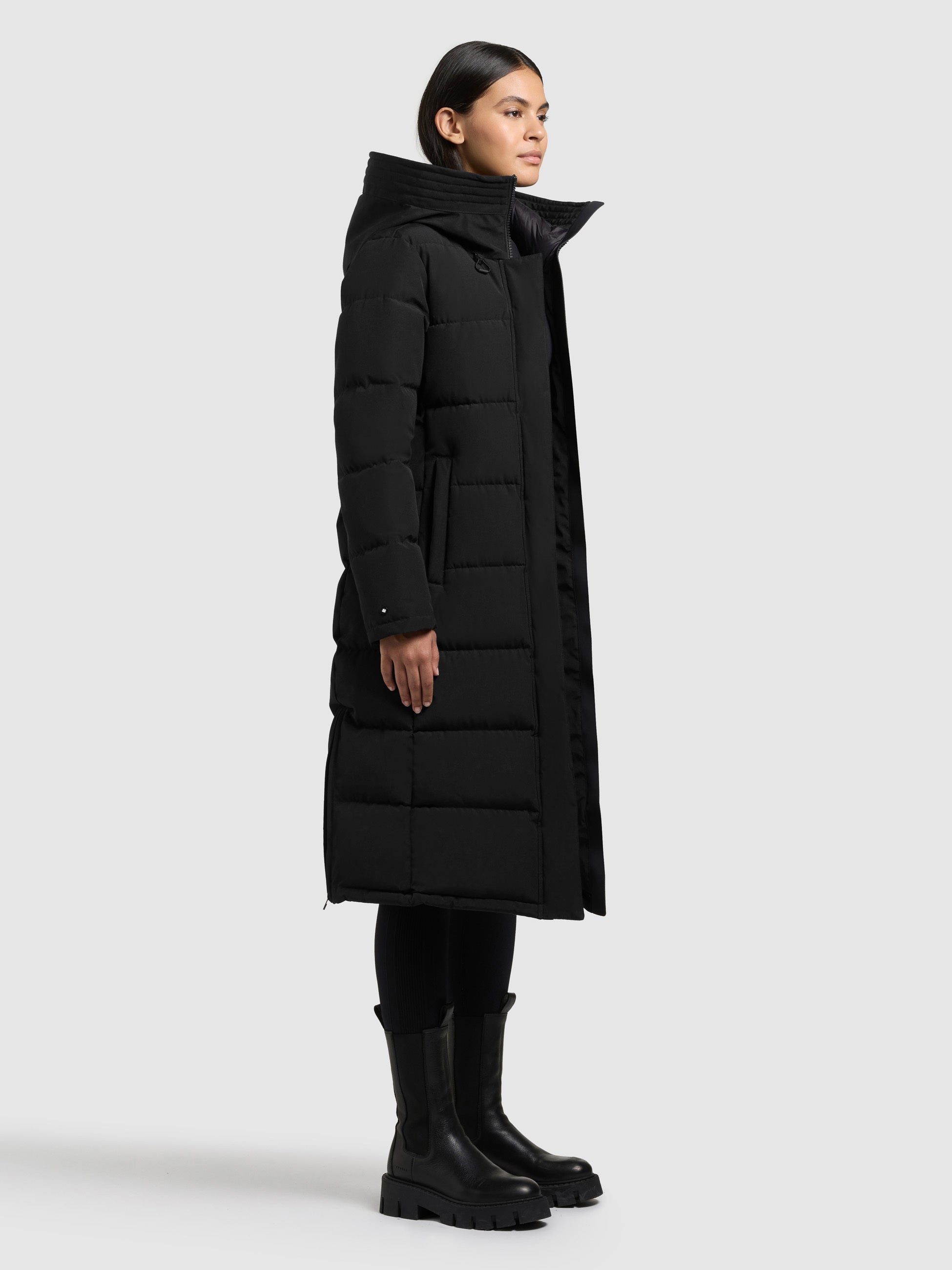 khujo-mantel-devion2-black-knielanger-steppmantel-damen-schwarz-mit-kapuze image 2