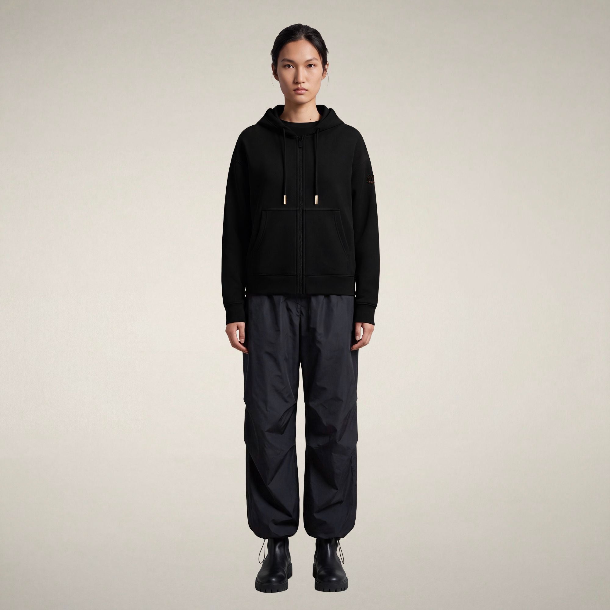 save-the-duck-kiku-damen-hoodie-mit-zip-schwarz image 1