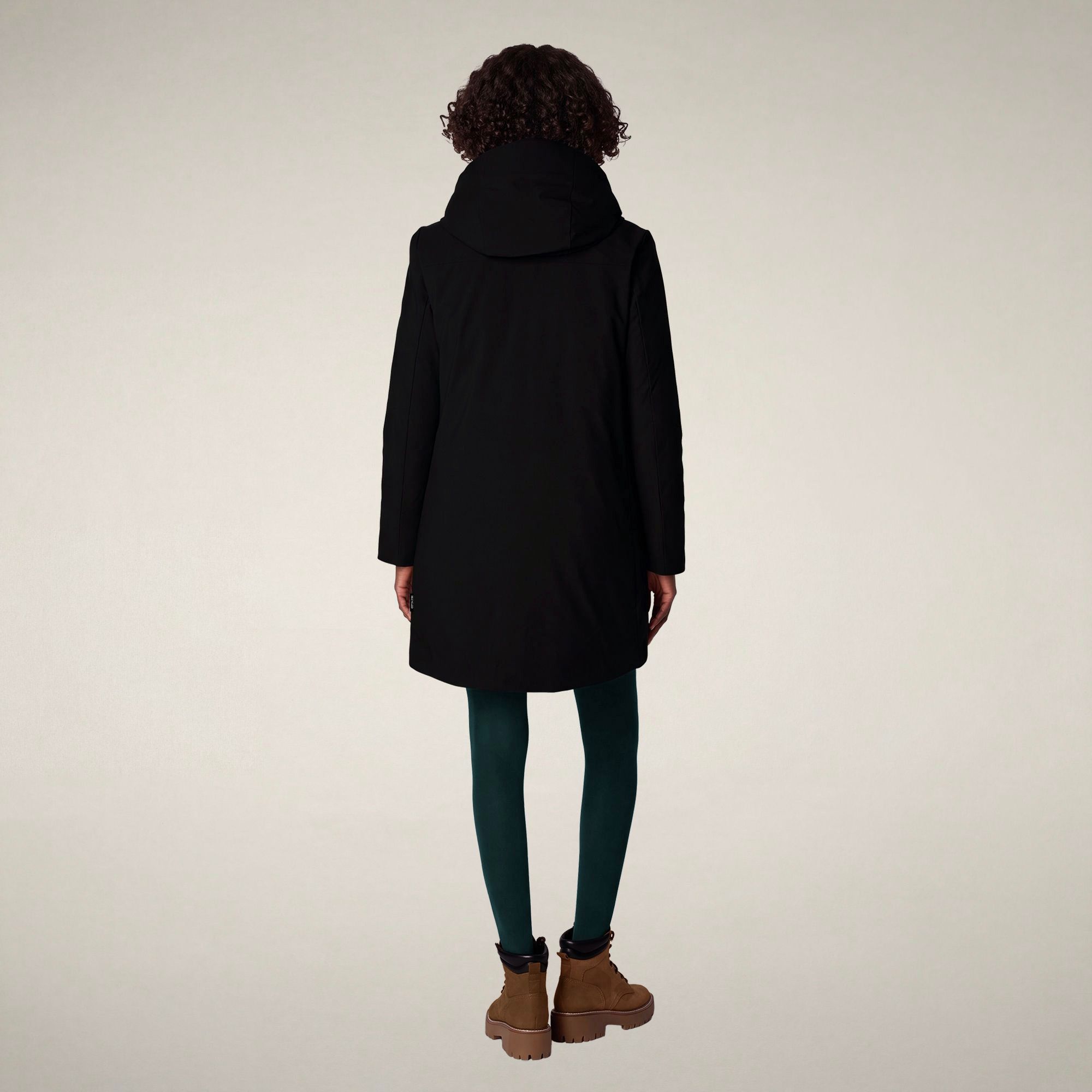 save-the-duck-nellie-damen-parka-schwarz-a-linie-mit-verwandelbarer-kapuze image 2