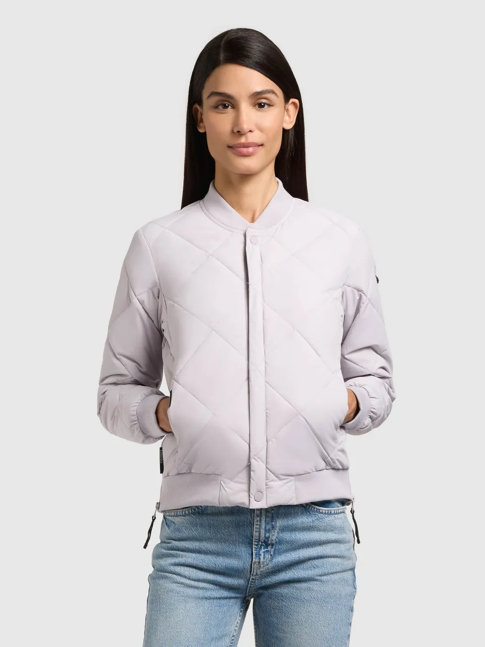 khujo-jacke-ange2-raindrops-lilac-damen-bomber-steppjacke-kurz image 1