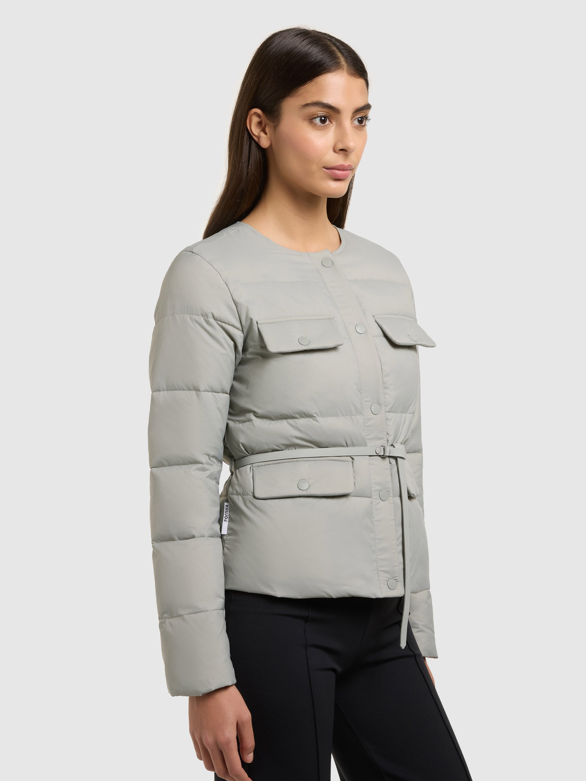 khujo-jacke-cinnia-cloud-green-kragenlose-damen-steppjacke-mit-g-rtel image 7