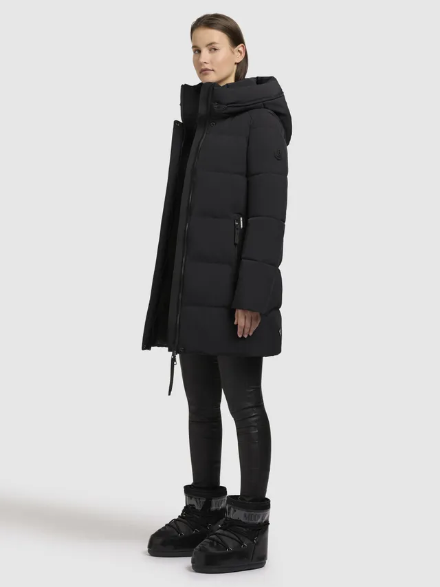 khujo-mantel-lola-damen-steppmantel-schwarz-warm-wattiert-mit-kapuze image 1