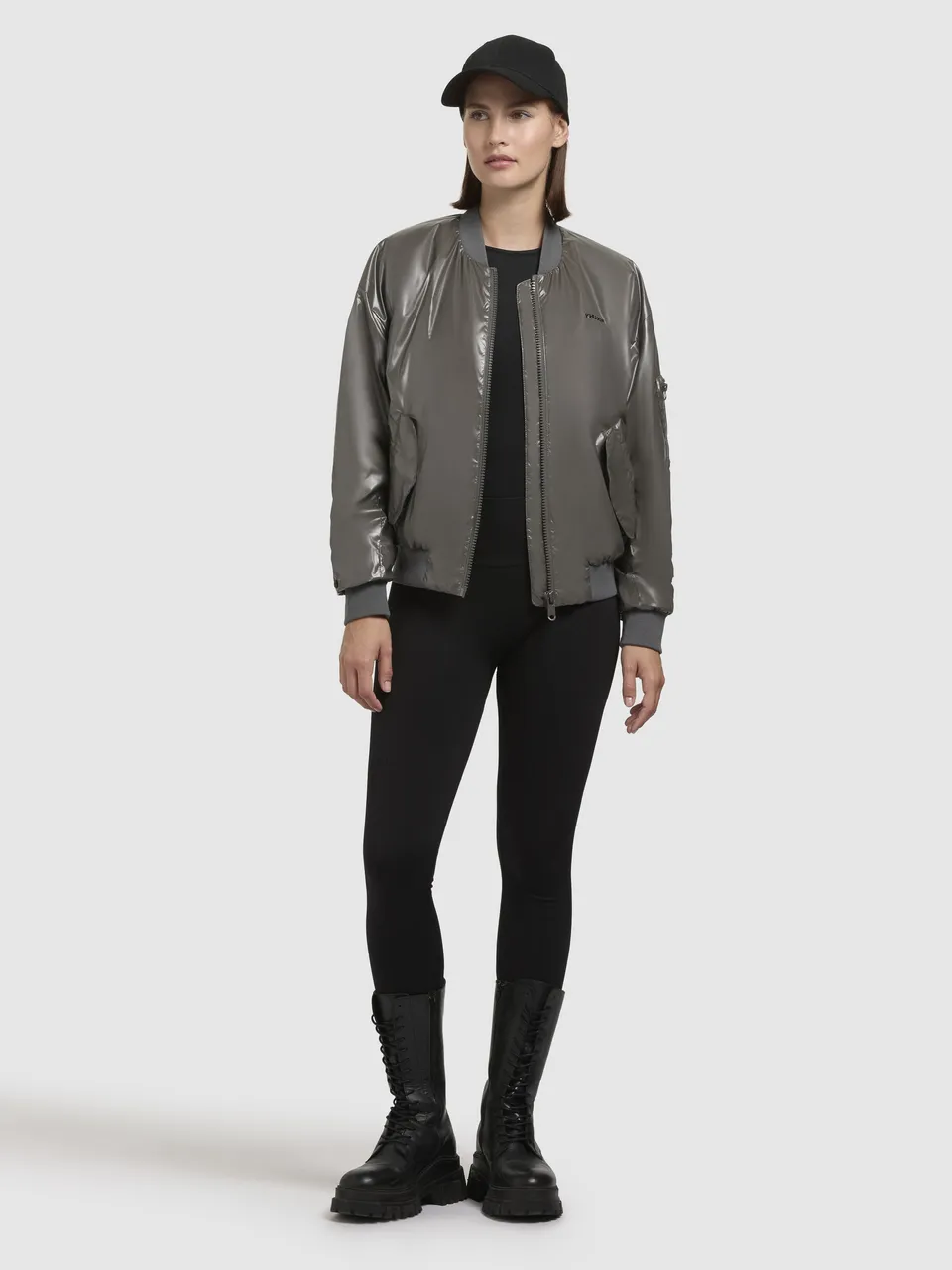 khujo-jacke-aneo-dark-gray-bomberjacke-damen-loose-fit image 1