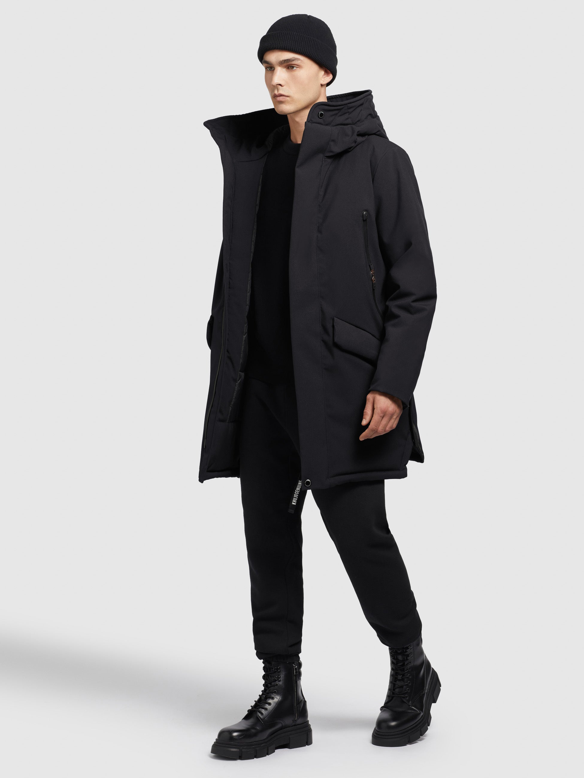 khujo-mantel-carl2-schwarz-parka-mantel-im-loose-fit-mit-kapuze image 2