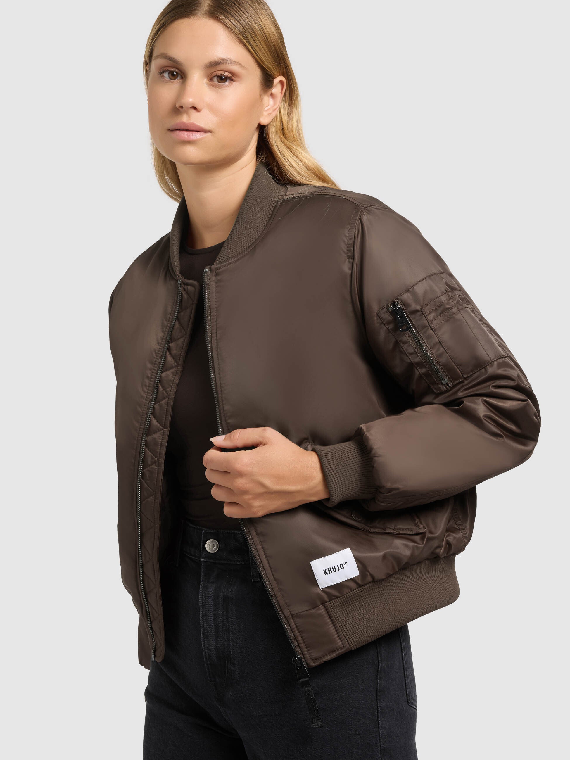 khujo-jacke-kasia-damen-bomberjacke-blouson-potter-brown-loose-fit image 7