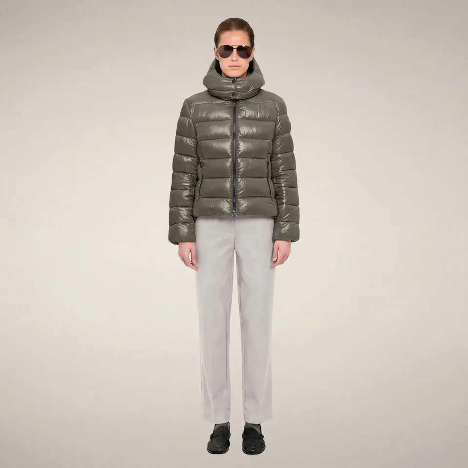 save-the-duck-cosmary-damen-steppjacke-grau-canna-di-fucile-slim-laqu-mit-abnehm image 1