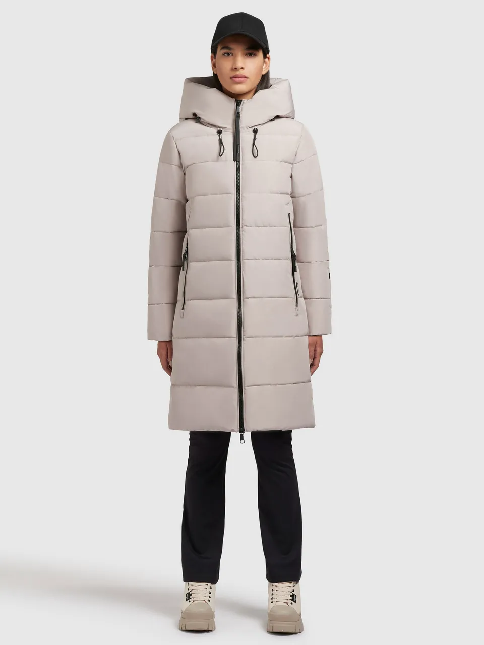 khujo-mantel-jilias4-hellbeige-langer-gesteppter-damen-steppmantel-mit-kapuze image 1