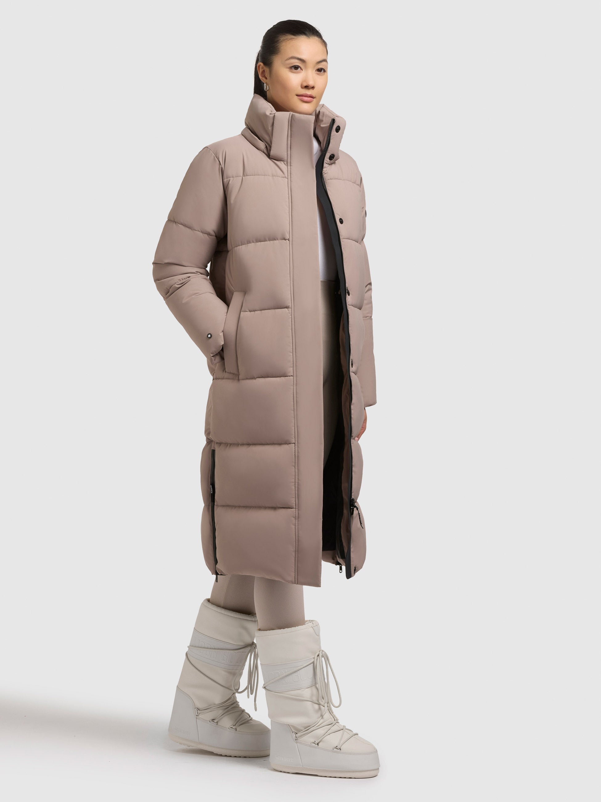 khujo-mantel-rachel2-matt-greige-damen-steppmantel-loose-fit image 6