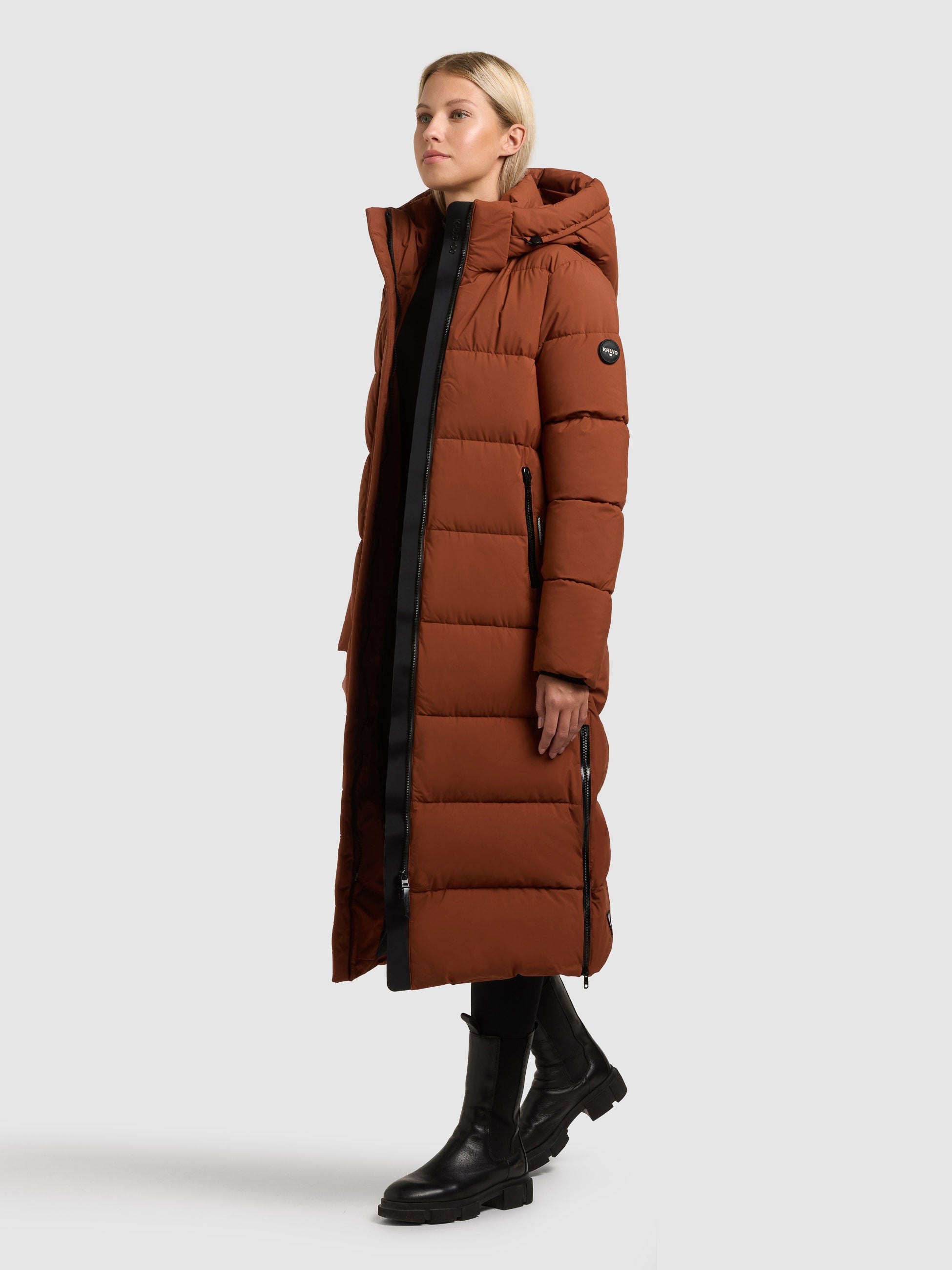 khujo-mantel-dote2-russet-brown-wadenlanger-damen-steppmantel-regular-fit image 2
