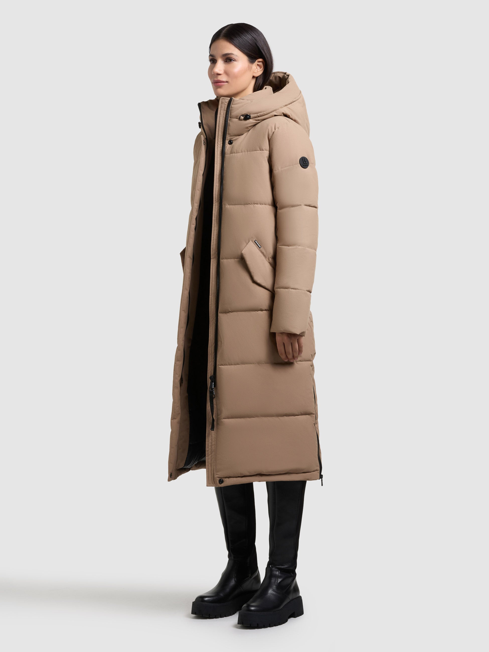 khujo-mantel-cami-cookie-beige-knielanger-damen-steppmantel-mit-kapuze image 2