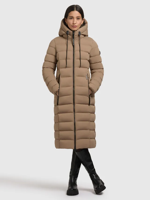 khujo-coat-simmie2-cookie-beige-knielanger-slim-fit-steppmantel-mit-kapuze image 1