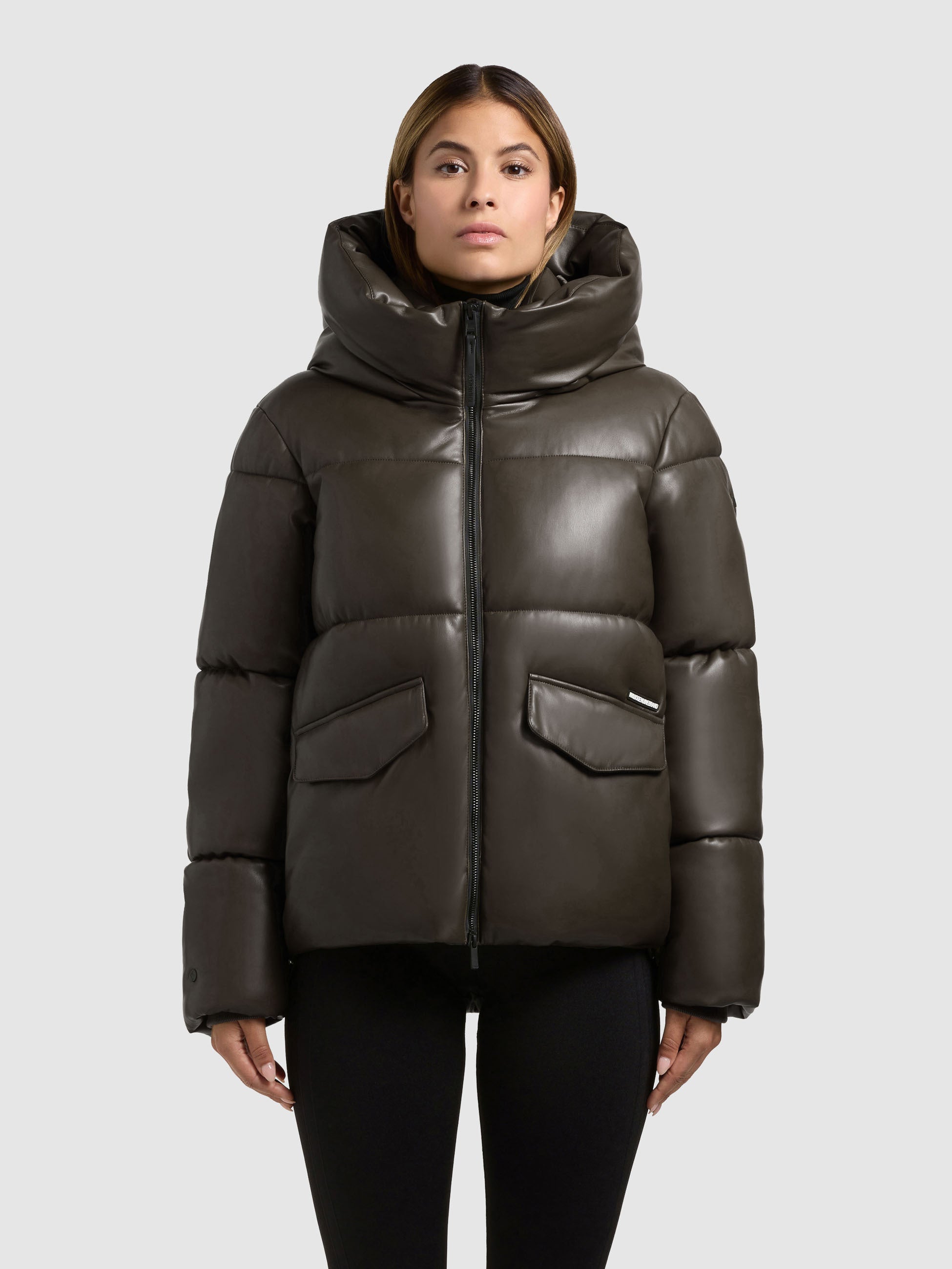 khujo-aurora-damen-kapuzenjacke-braun-lederoptik image 4