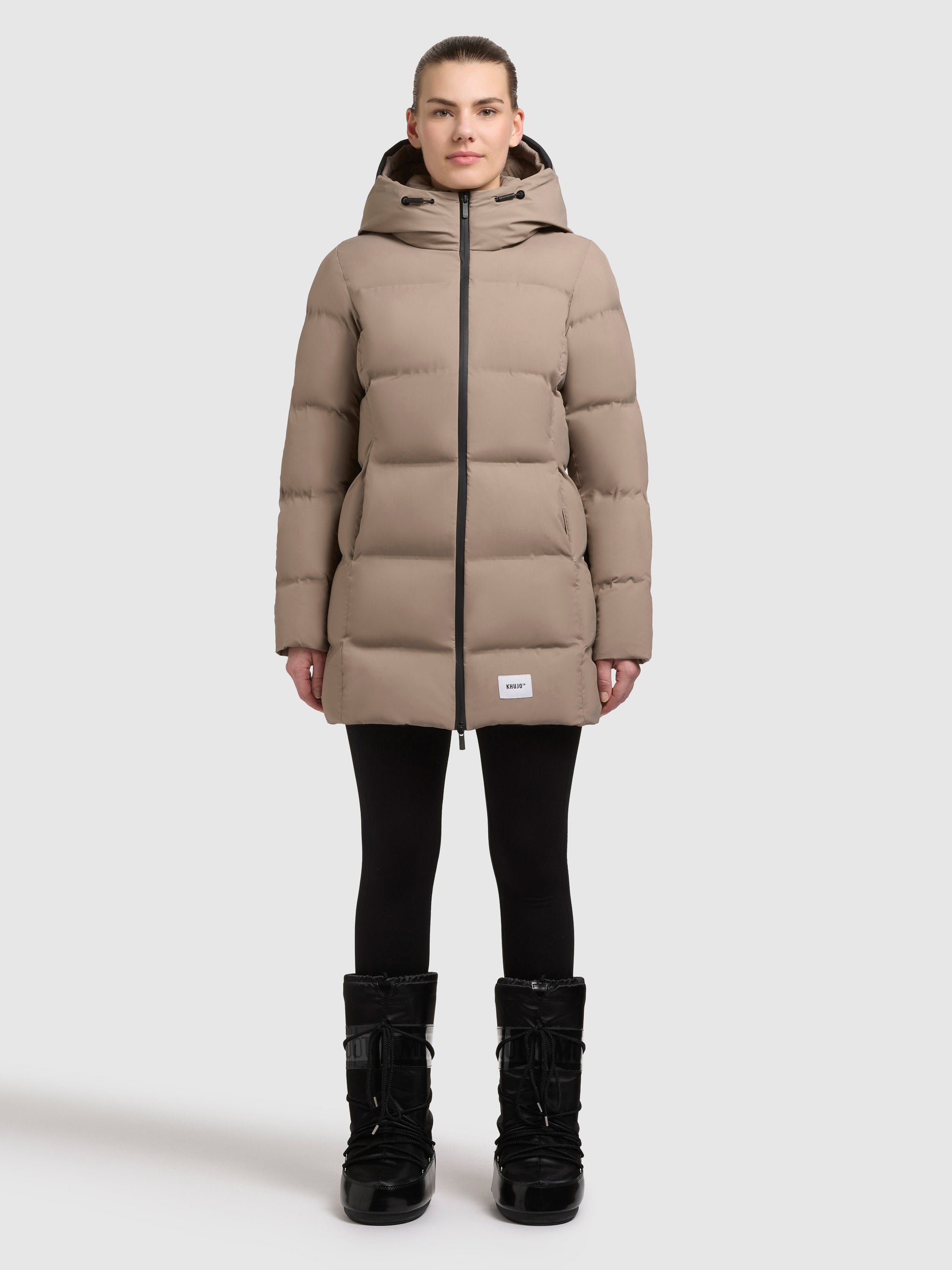 khujo-jacke-tanare4-greige-damen-steppjacke-slim-fit-wasserabweisend image 1