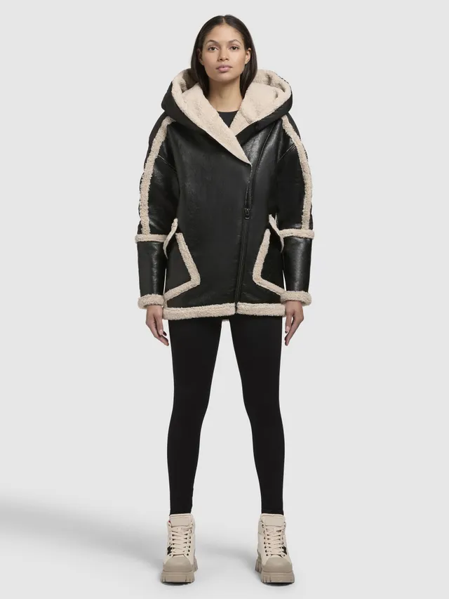 khujo-jacket-katy-black-damen-blouson-jacke-teddyfleece-kunstleder image 1