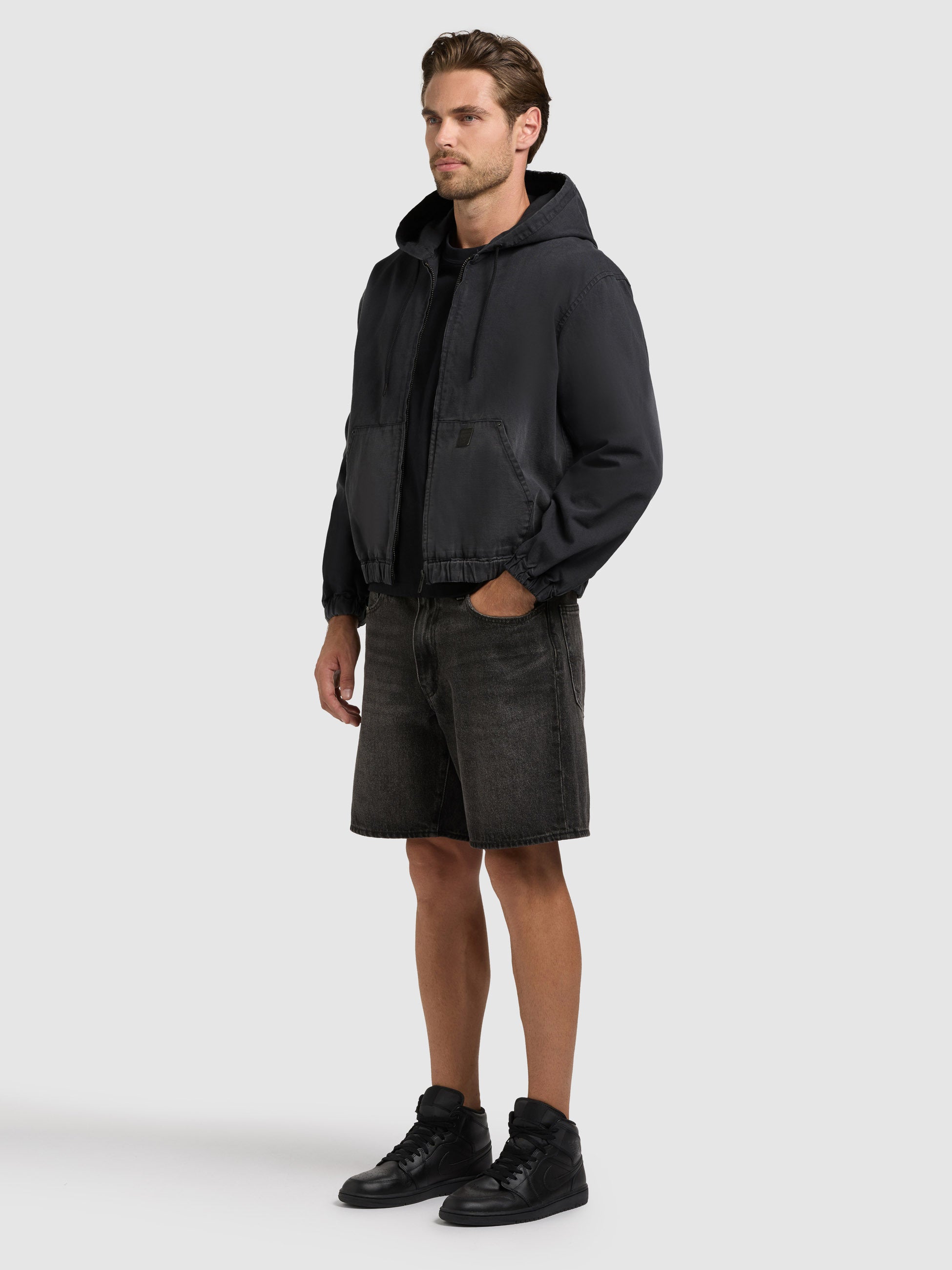 khujo-jacke-darrel-black-hoodie-blouson-aus-baumwoll-canvas image 2