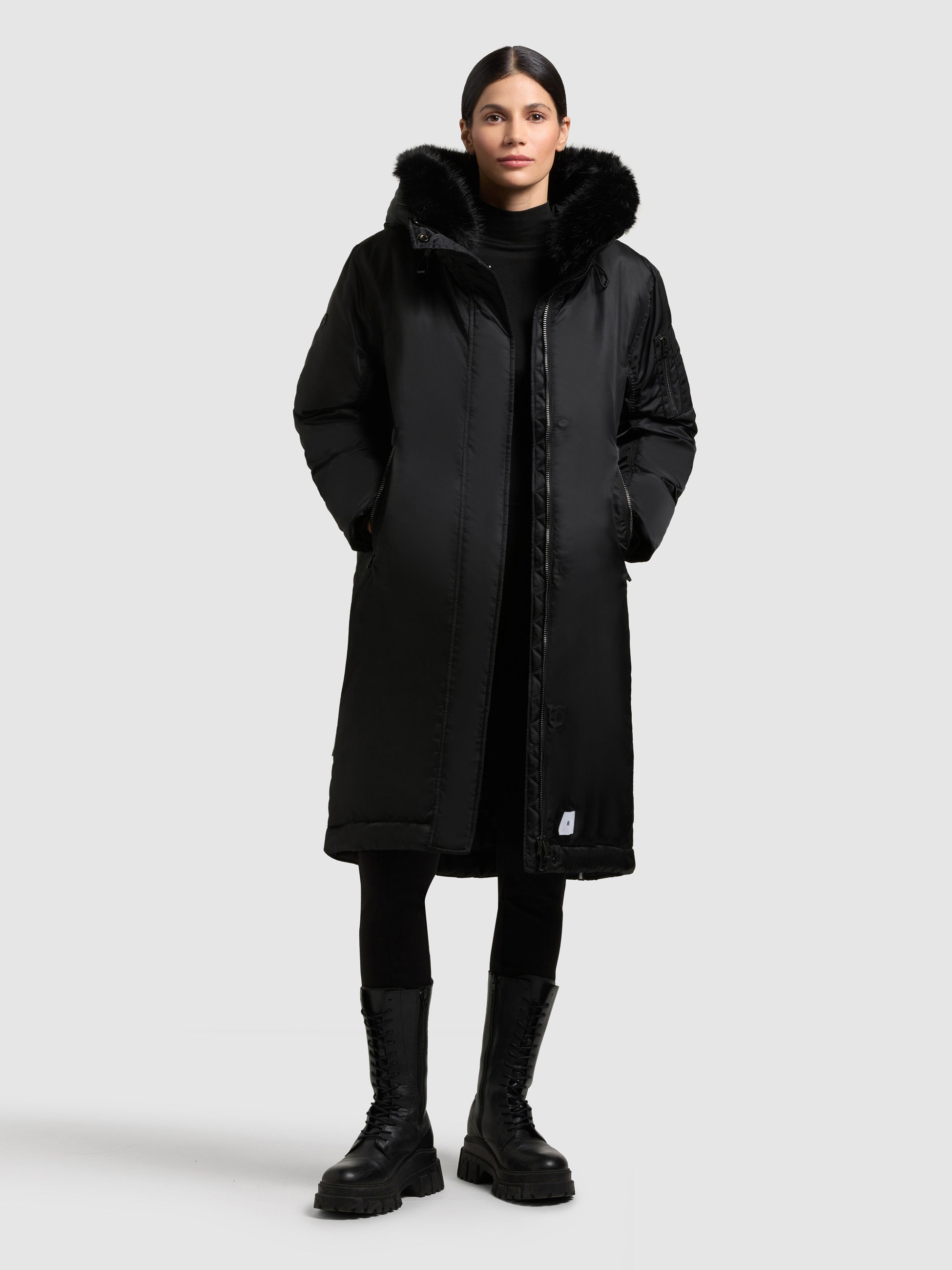 khujo-coat-oliva-bomber-black-wintermantel-loose-fit-bomber-look image 1