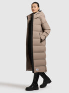 khujo-mantel-larea4-greige-wadenlanger-damen-steppmantel-regular-fit image 2