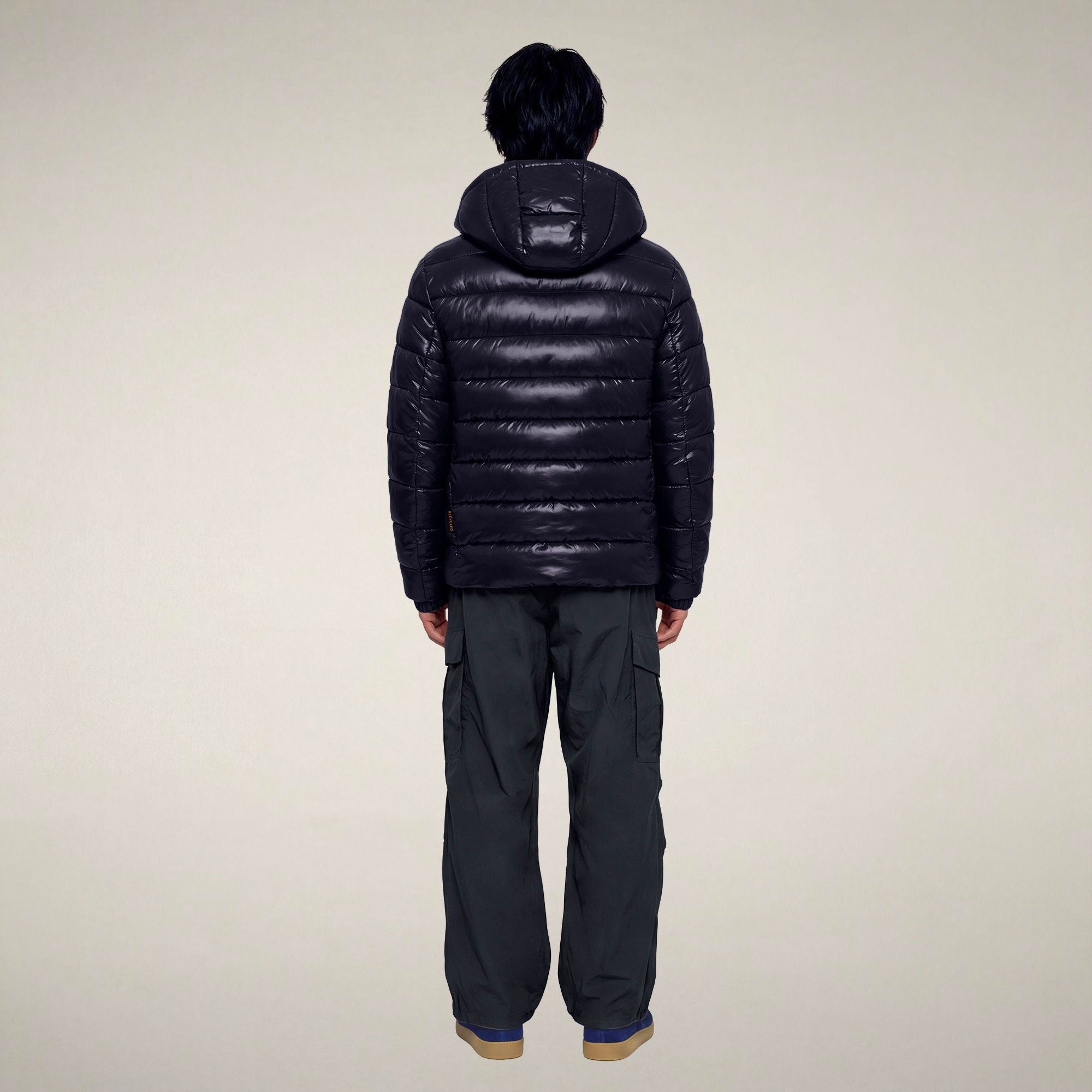 save-the-duck-florian-herren-pufferjacke-mit-kapuze-blau-schwarz-laqu image 2