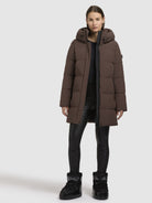 khujo-coat-lola-dark-brown-wattierter-damen-kurzmantel-braun image 6