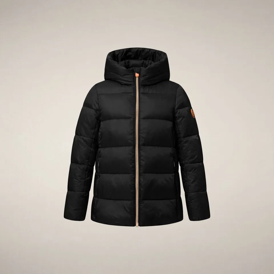 save-the-duck-gracie-m-dchen-steppjacke-schwarz-a-linie-mit-kapuze image 1
