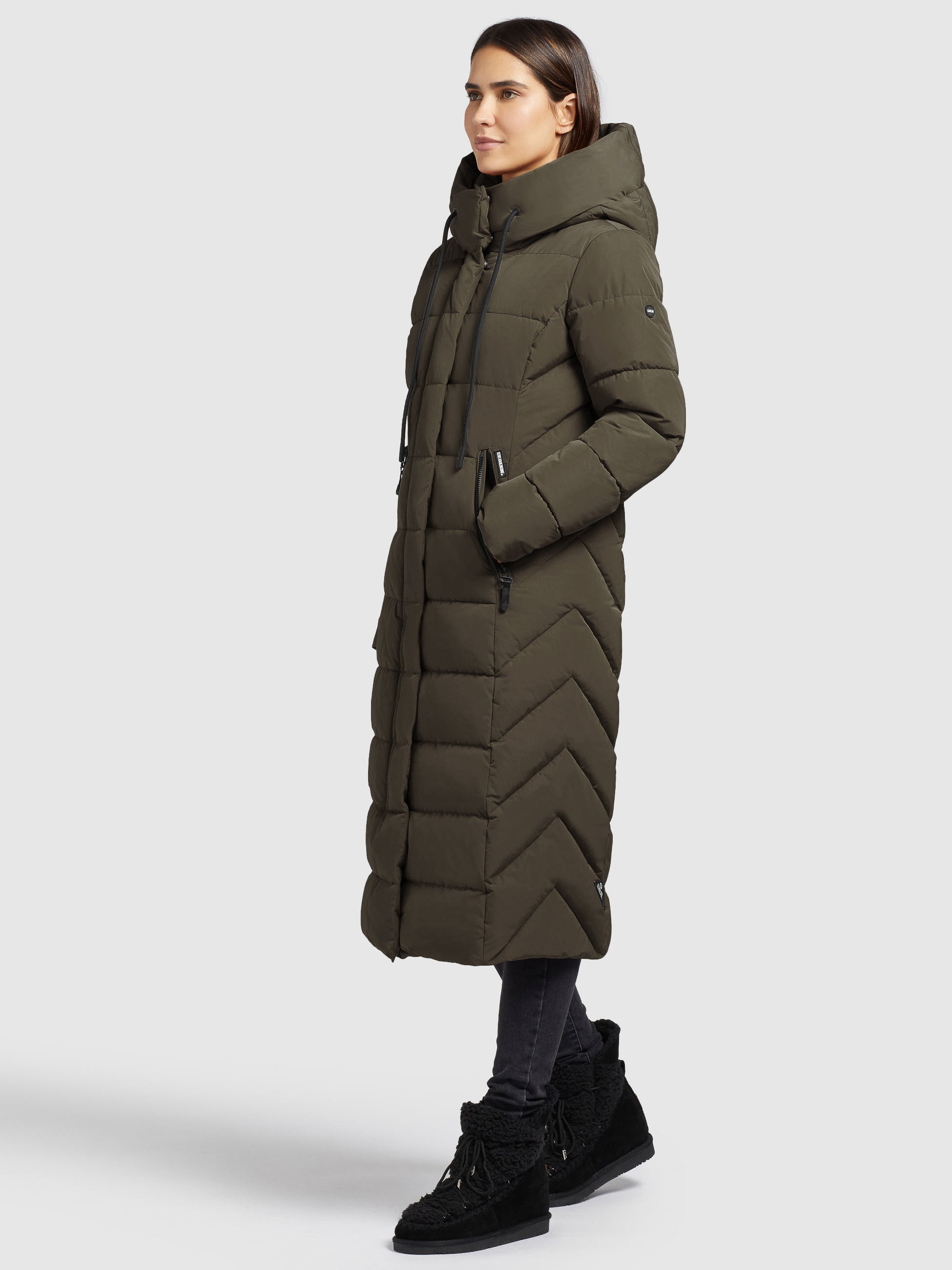 khujo-mantel-tynse-khaki-wadenlanger-damen-steppmantel-regular-fit image 2