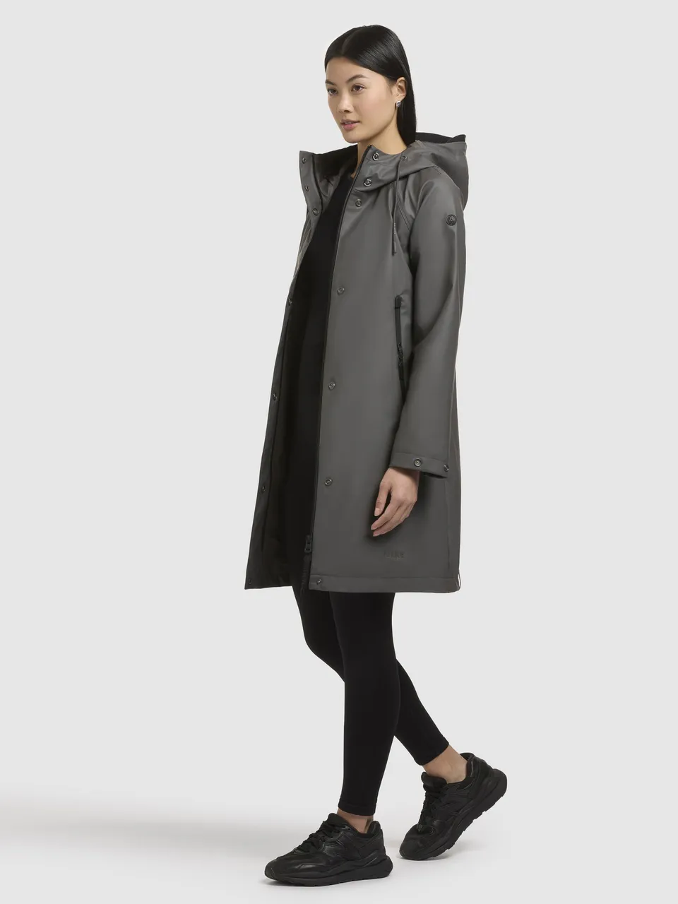 khujo-coat-liede-dark-gray-kurzmantel-regenjacke-mit-kapuze image 1