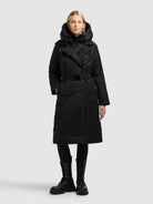 khujo-lexy-coat-damen-black-trenchcoat-knielang image 2
