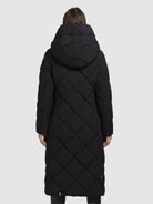 khujo-elow-damen-coat-black-knielang-gesteppt-mit-rautenmuster image 3