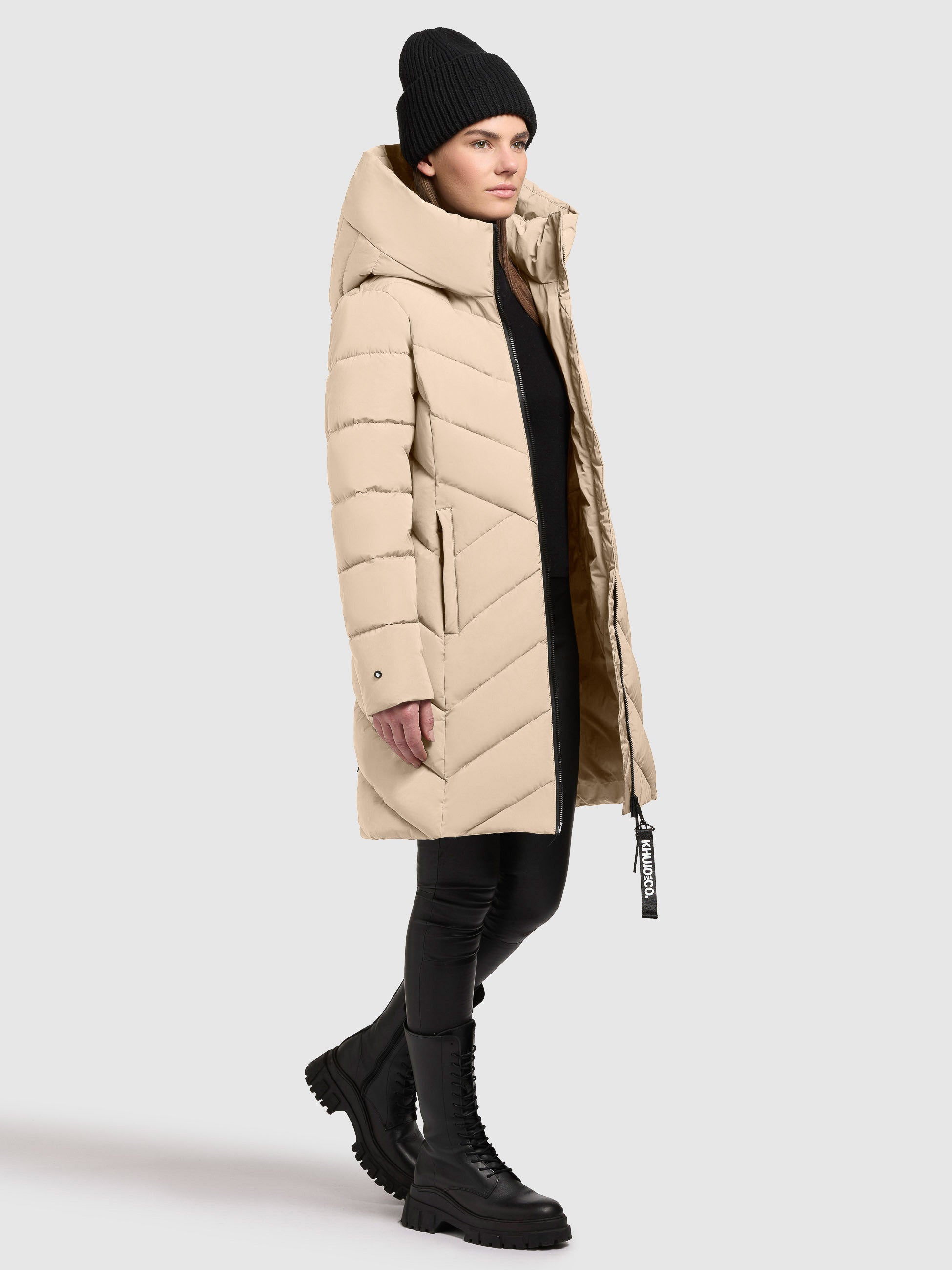 khujo-darka3-damen-steppmantel-feather-beige-regular-fit-mit-kapuze image 6