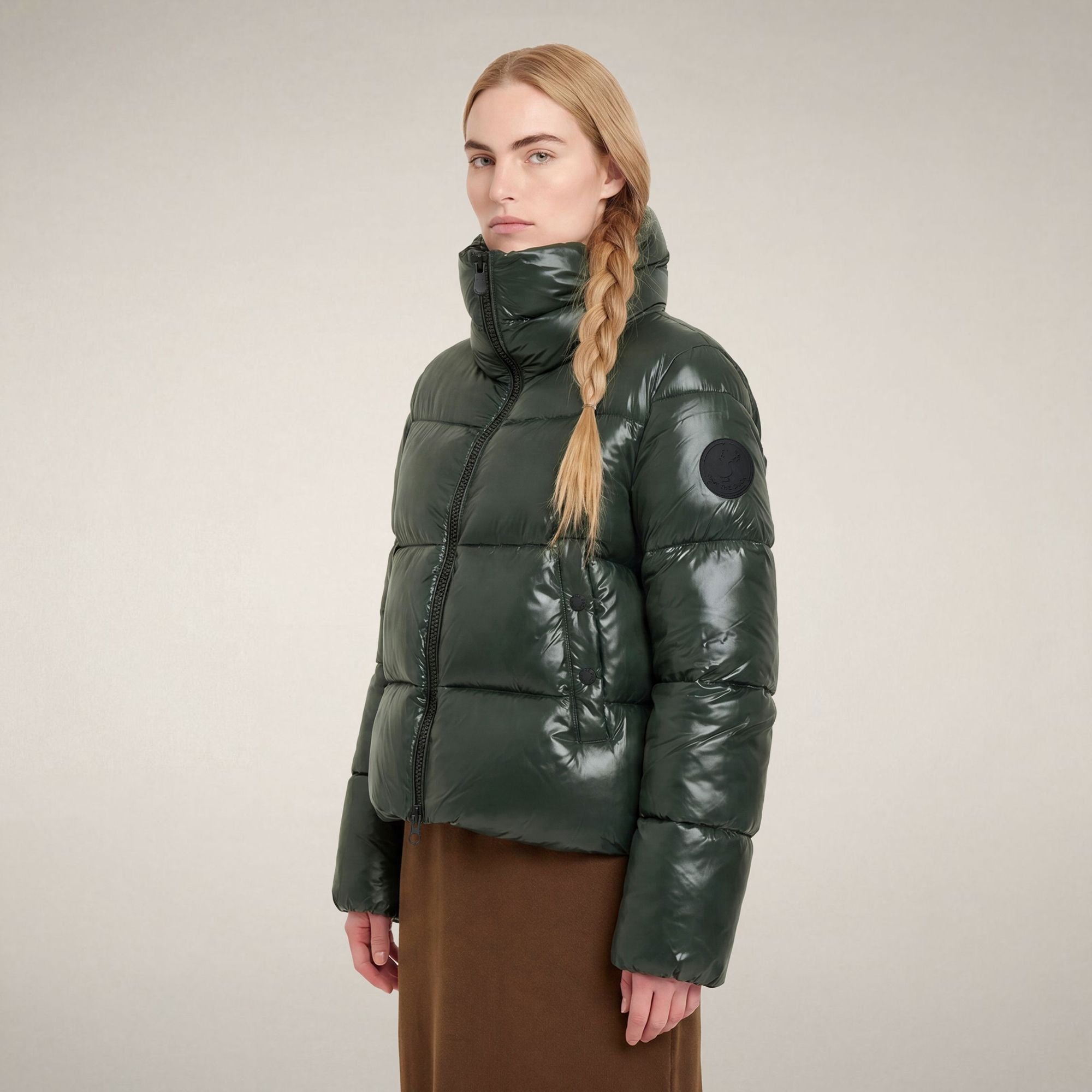 save-the-duck-isla-steppjacke-damen-nori-gr-n-laqu-mit-hohem-kragen image 5