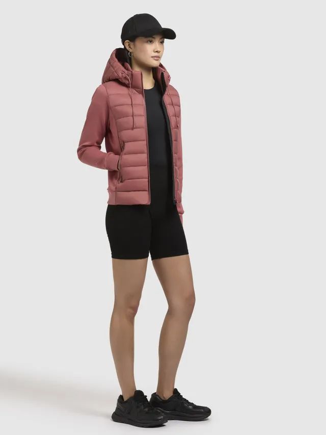 khujo-athi-damen-steppjacke-rostrot-materialmix image 1