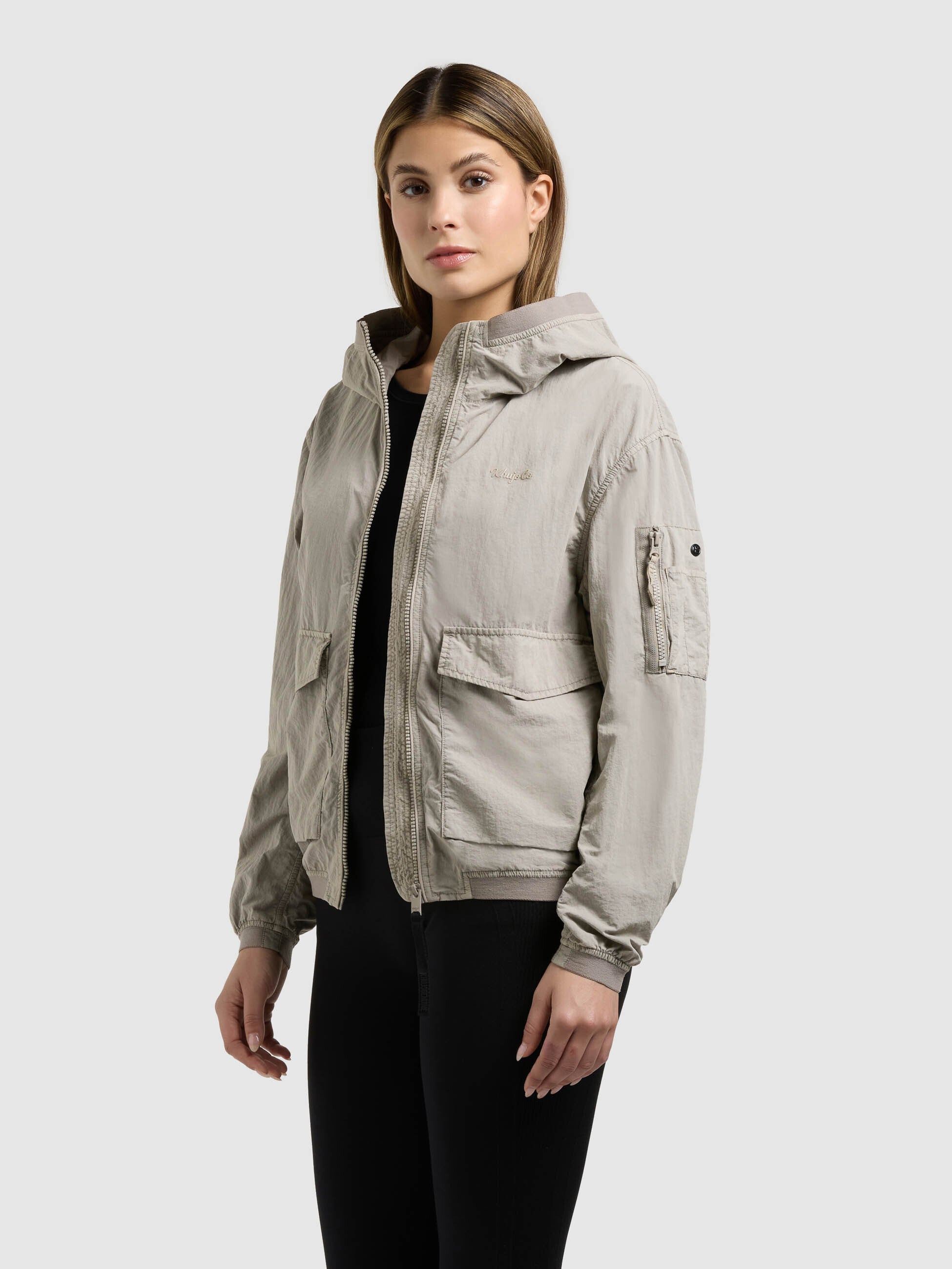 khujo-vona-damen-bomberjacke-bone-beige-leichte-ungef-tterte-blousonjacke image 1