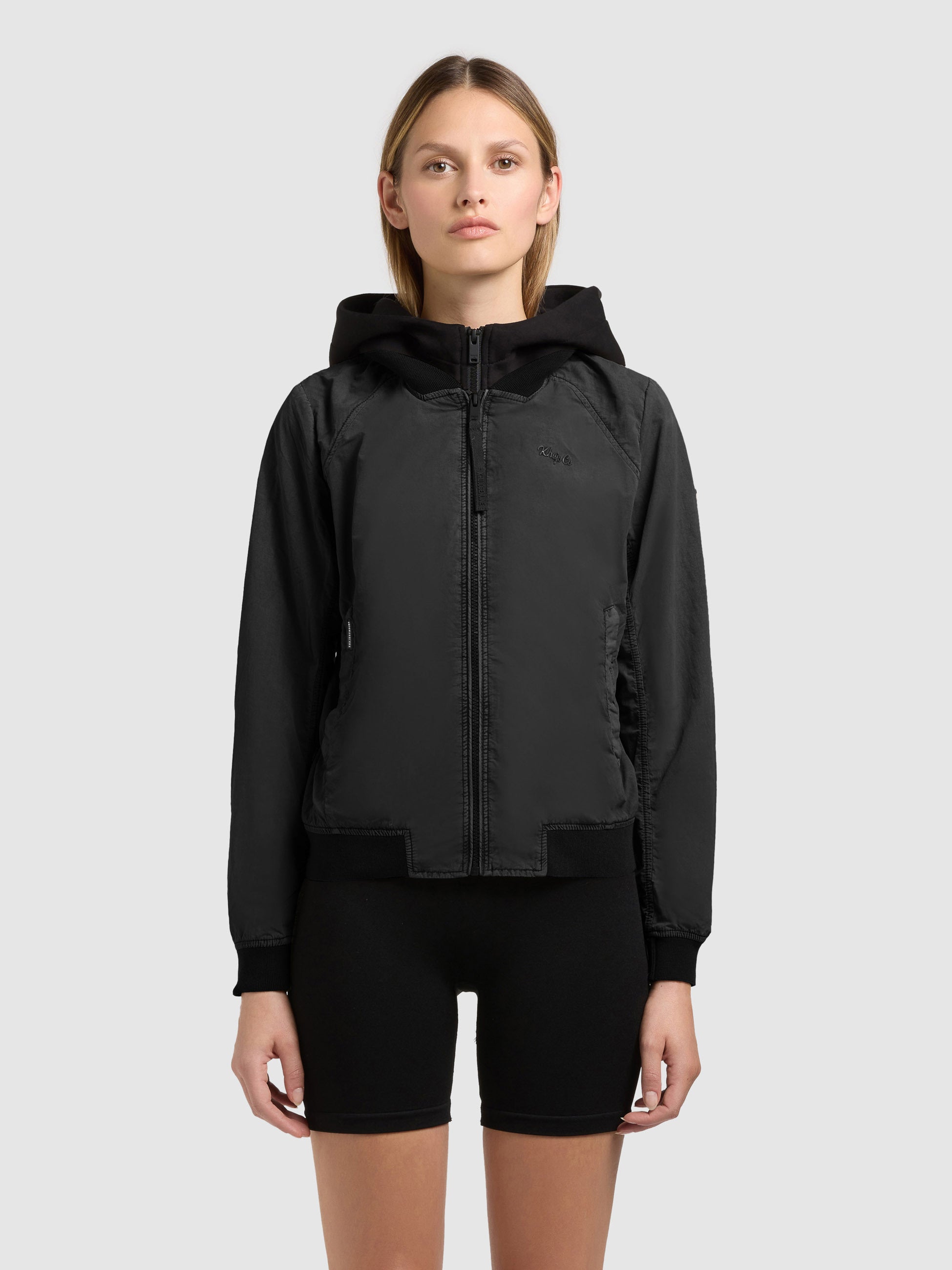 khujo-jacke-meets-2in1-schwarz-bomberjacke-damen-mit-sweat-einsatz image 4