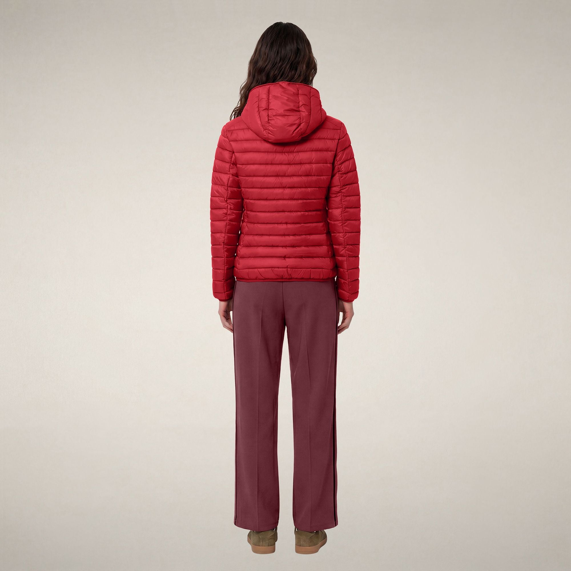 save-the-duck-daisy-damen-steppjacke-dunkelrot-leicht-nylon-mit-kapuze image 2