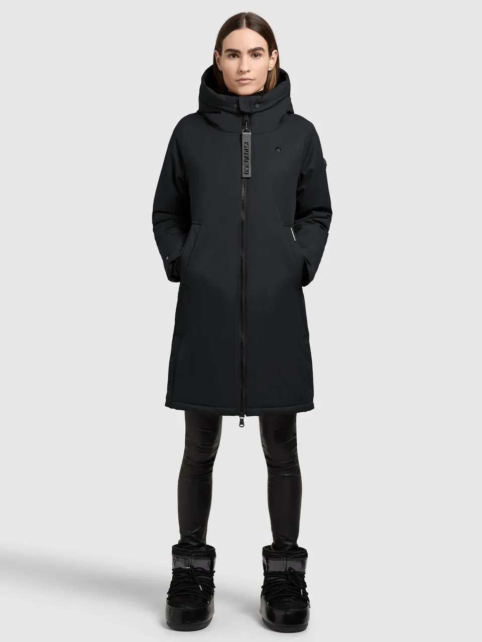 khujo-yaak3-damen-kurzmantel-black-leicht-wattierter-parka-mit-gro-er-kapuze image 1