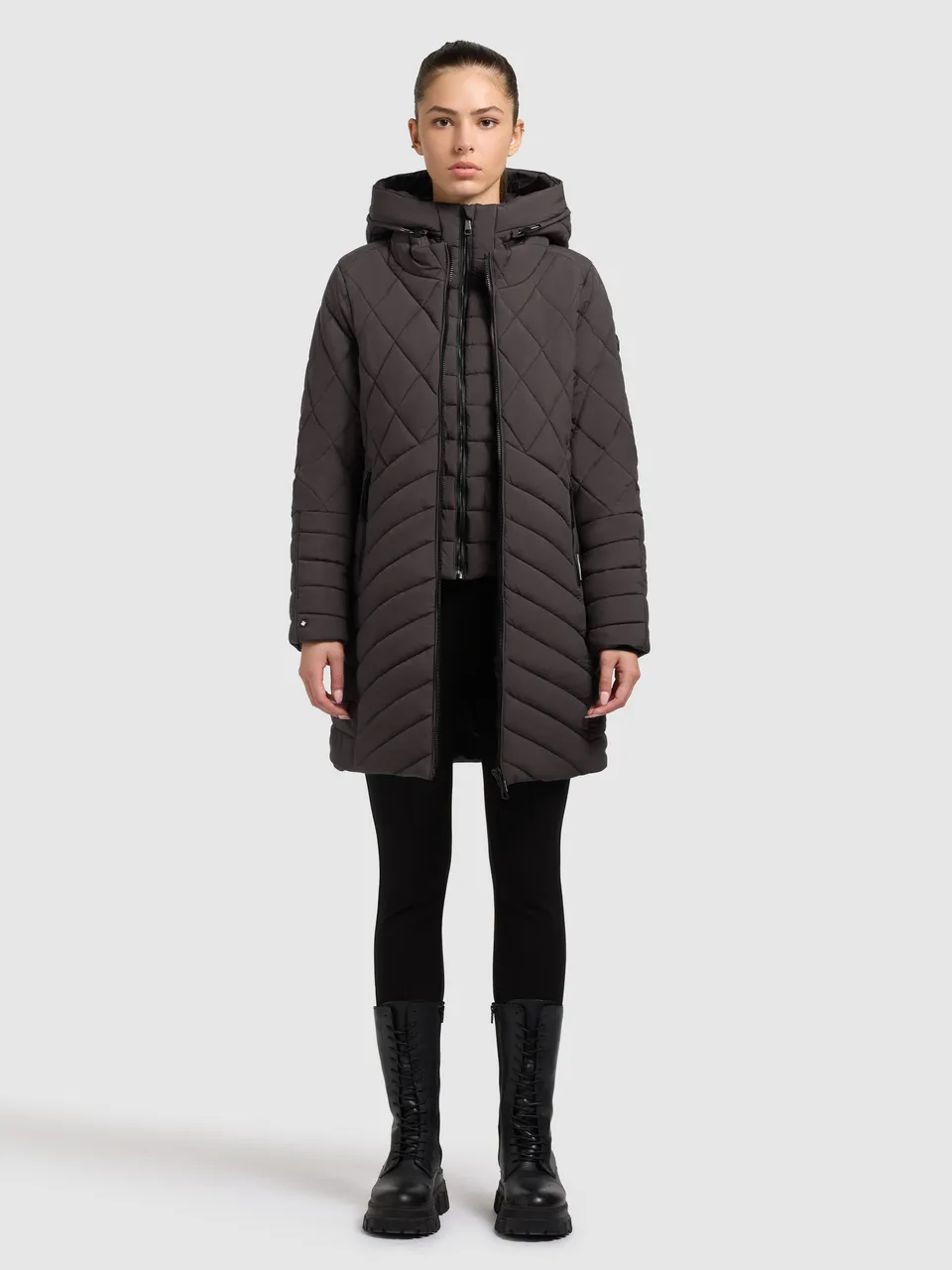 khujo-ivana-damen-kurzmantel-graphite-grey-2-in-1-mit-einsatz image 1