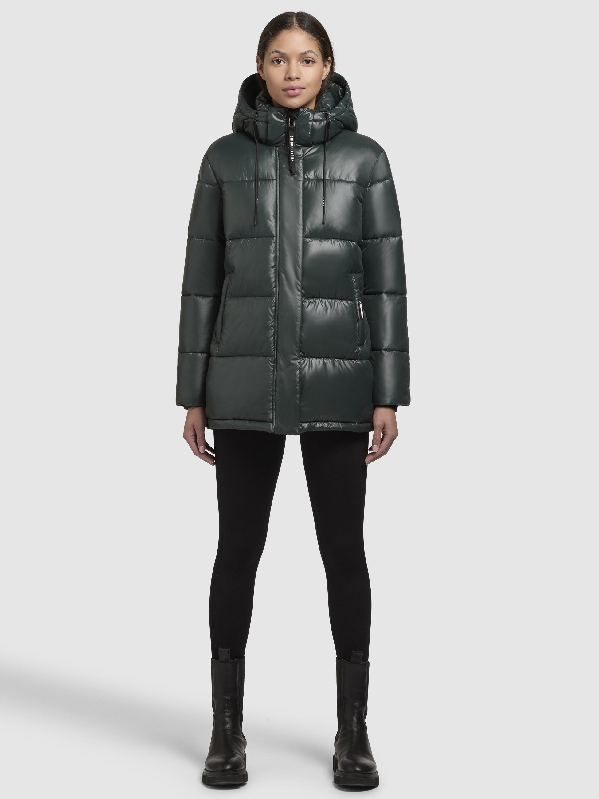 khujo-jacket-word3-satin-dark-green-gesteppte-winterjacke-damen image 1