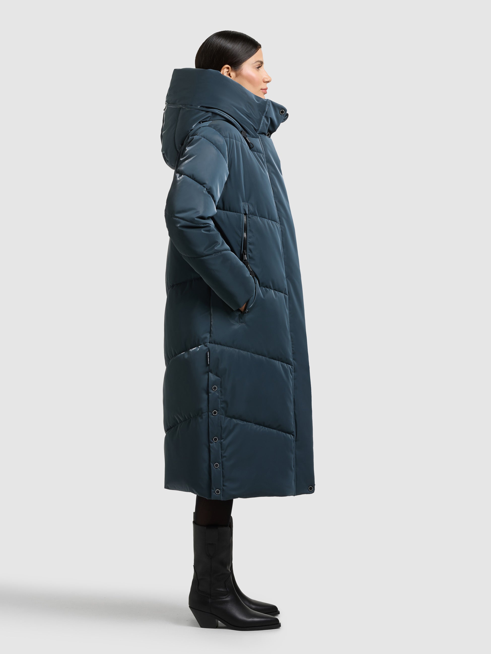 khujo-pulset-shiny-damen-mantel-dim-blue-steppmantel-gl-nzend-mit-kapuze image 6