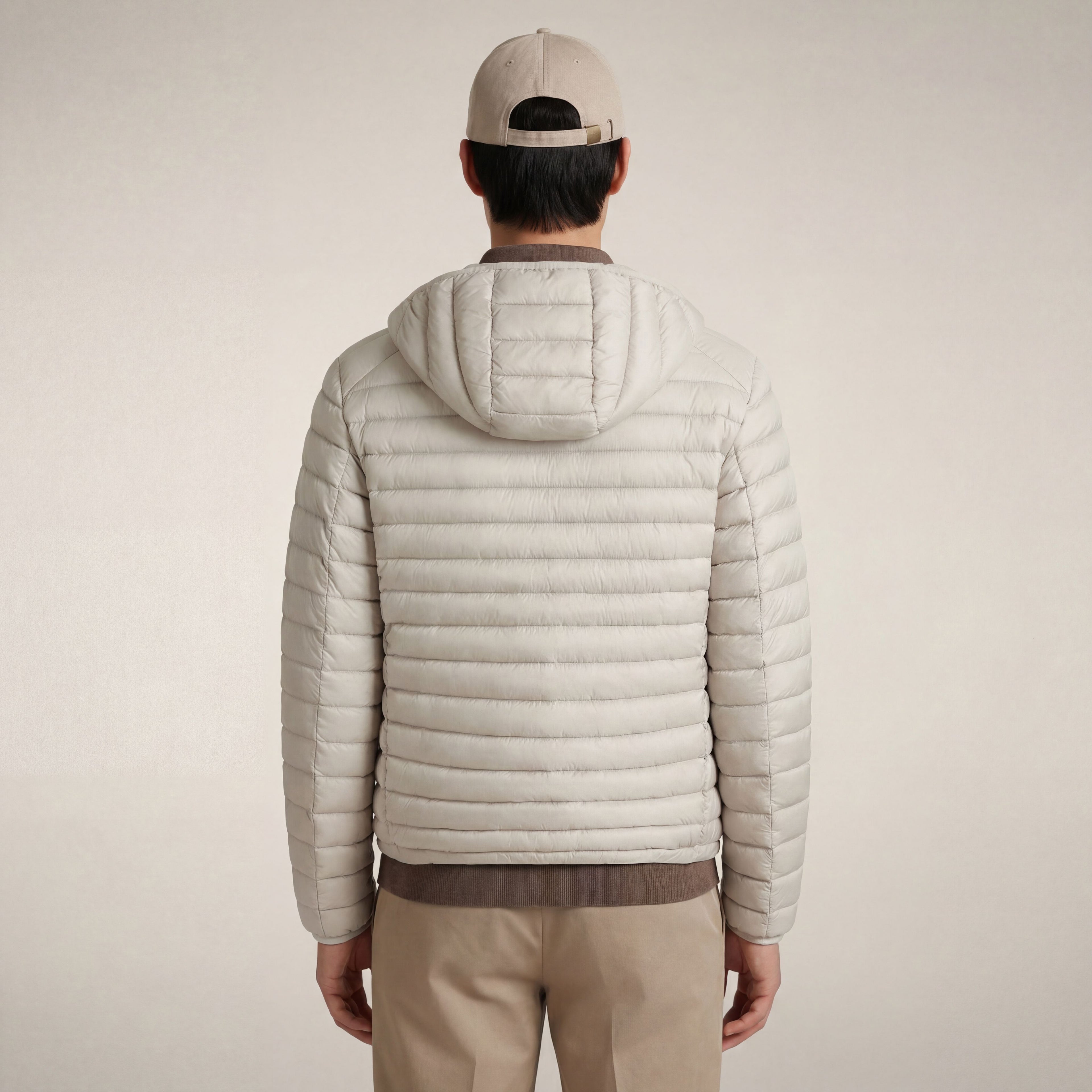 save-the-duck-donald-herren-pufferjacke-hellbeige-mit-kapuze image 2