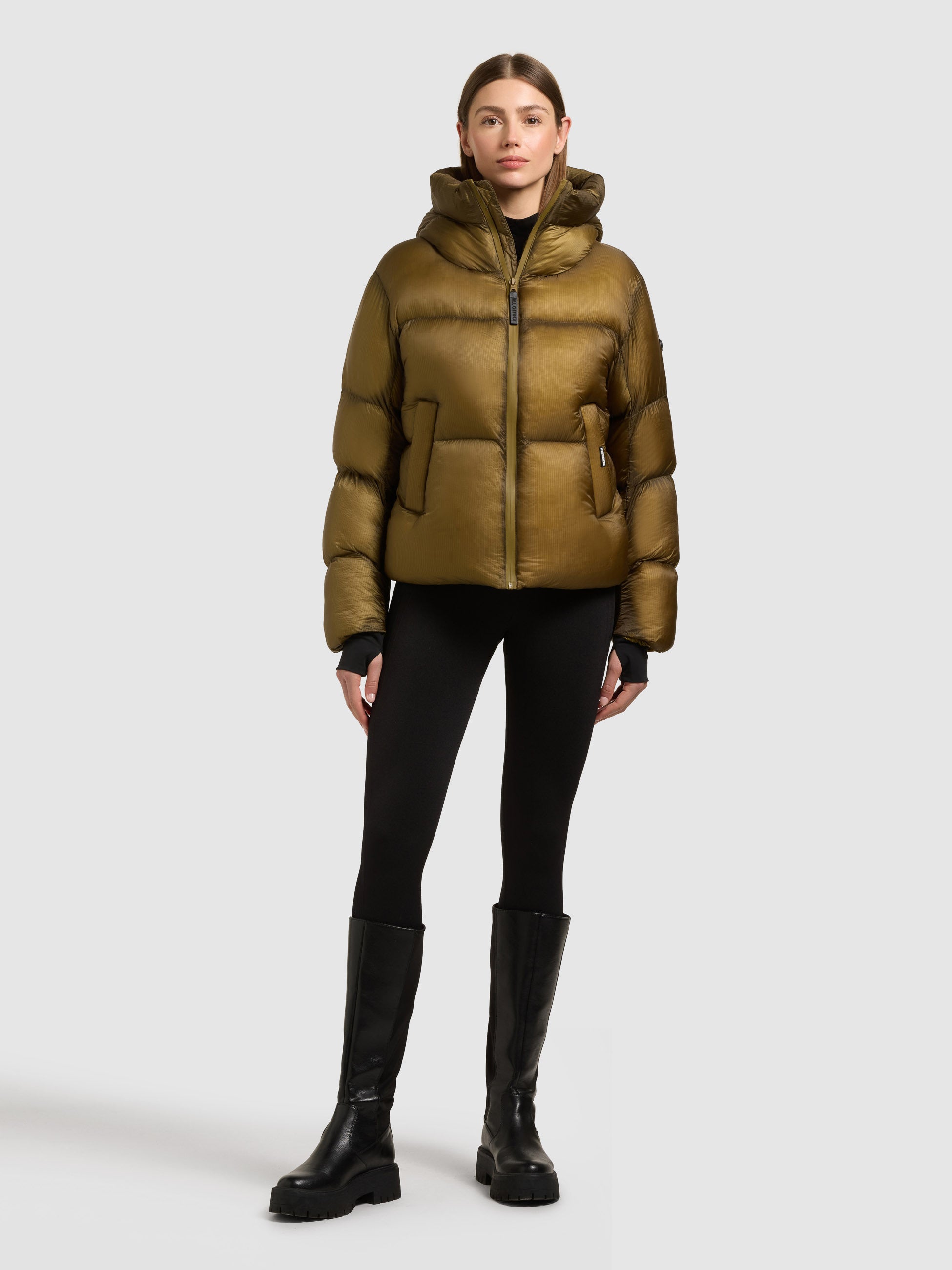 khujo-nolana-damen-steppjacke-khaki-green-crinkle image 1