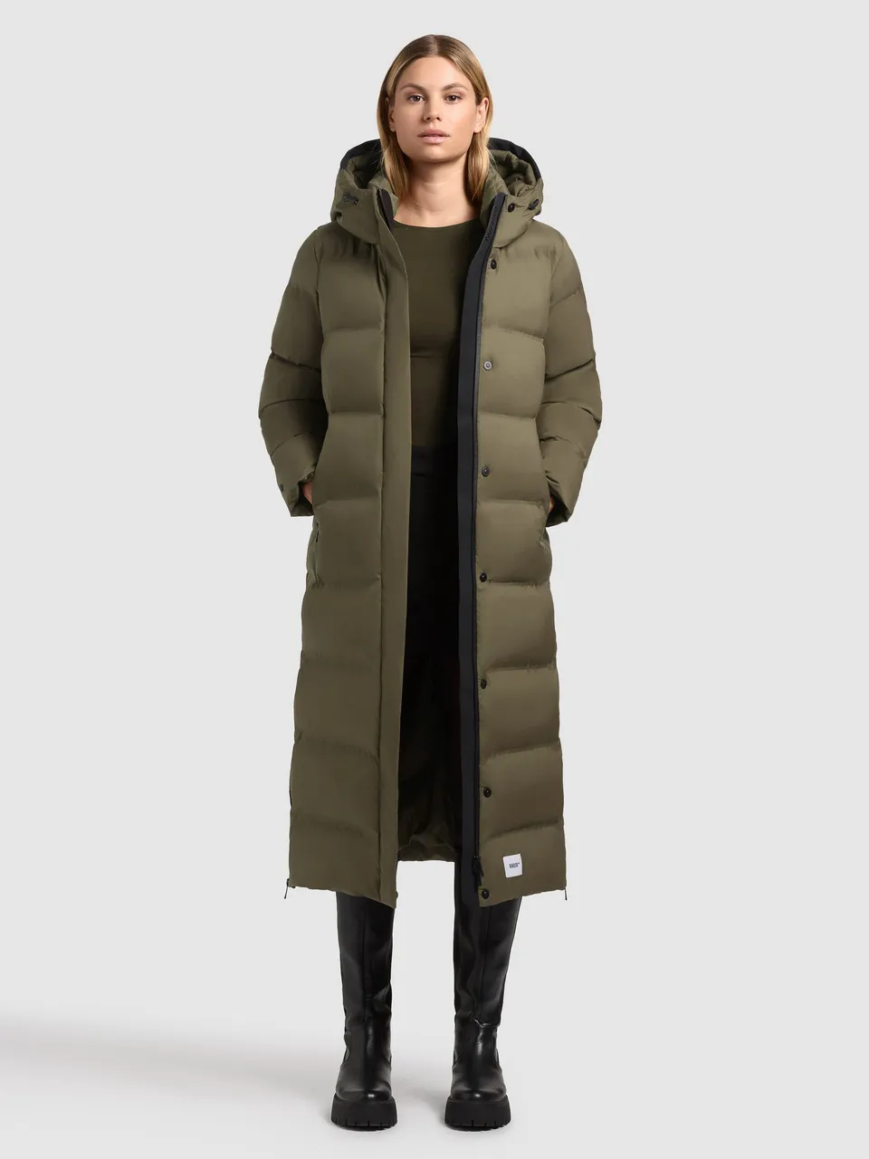 khujo-coat-mayla3-light-moss-green-steppmantel-wadenlang image 1