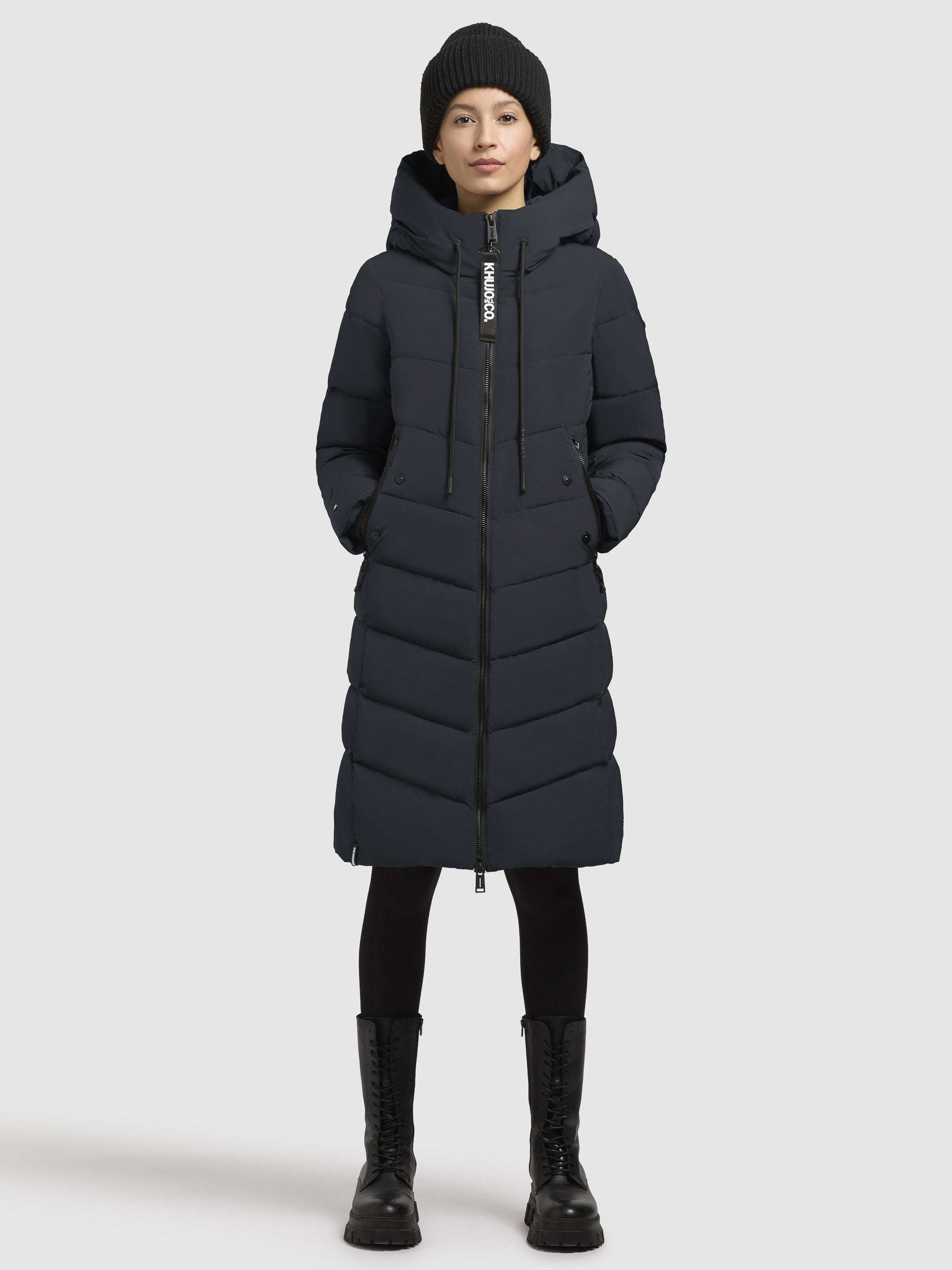 khujo-mantel-mikia2-dark-blue-knielanger-damen-steppmantel-regular-fit image 1