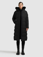 khujo-coat-porde2-black-knielanger-steppmantel-mit-teddyfell image 2